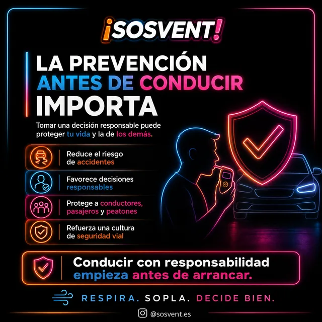 Campaña de prevención SOSVENT sobre comprobar el nivel de alcohol antes de conducir